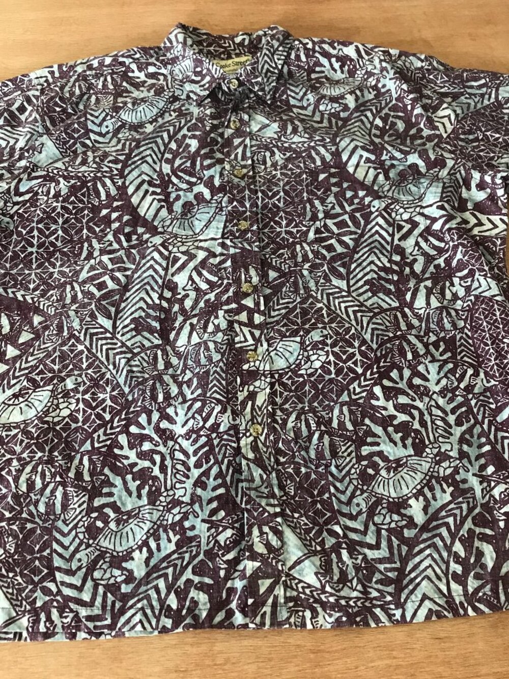 Cooke Street Hawaiian Shirt Men 2XL Purple Turtle Button Up Pocket Short Sleeve